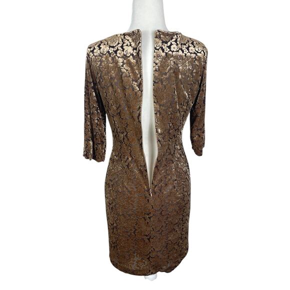 Crushed Velvet Burnout Floral Dress Brown Gold Women's Sz Small Y2K Whimsigoth - Picture 7 of 15